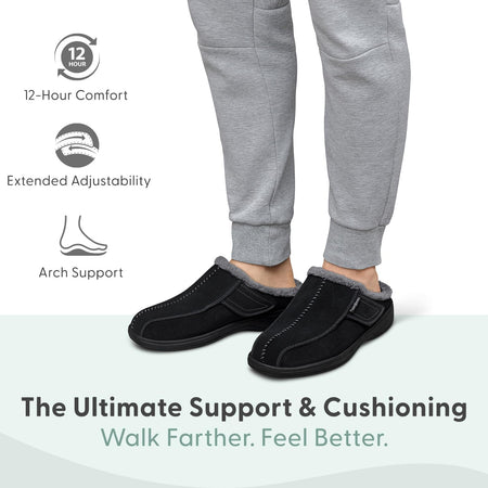 Innovative Orthopedic Slippers for Men - Ideal for Plantar Fasciitis, Foot & Heel Pain Relief. Arch Support Slippers, Cushioning Ergonomic Sole & Extended Widths - Asheville